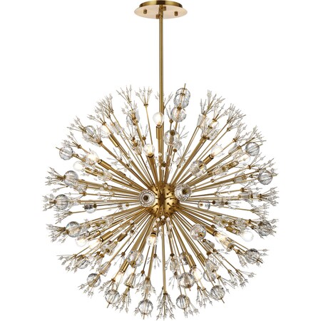 Elegant Lighting Vera 38 Inch Crystal Starburst Round Pendant In Gold 2500D38SG